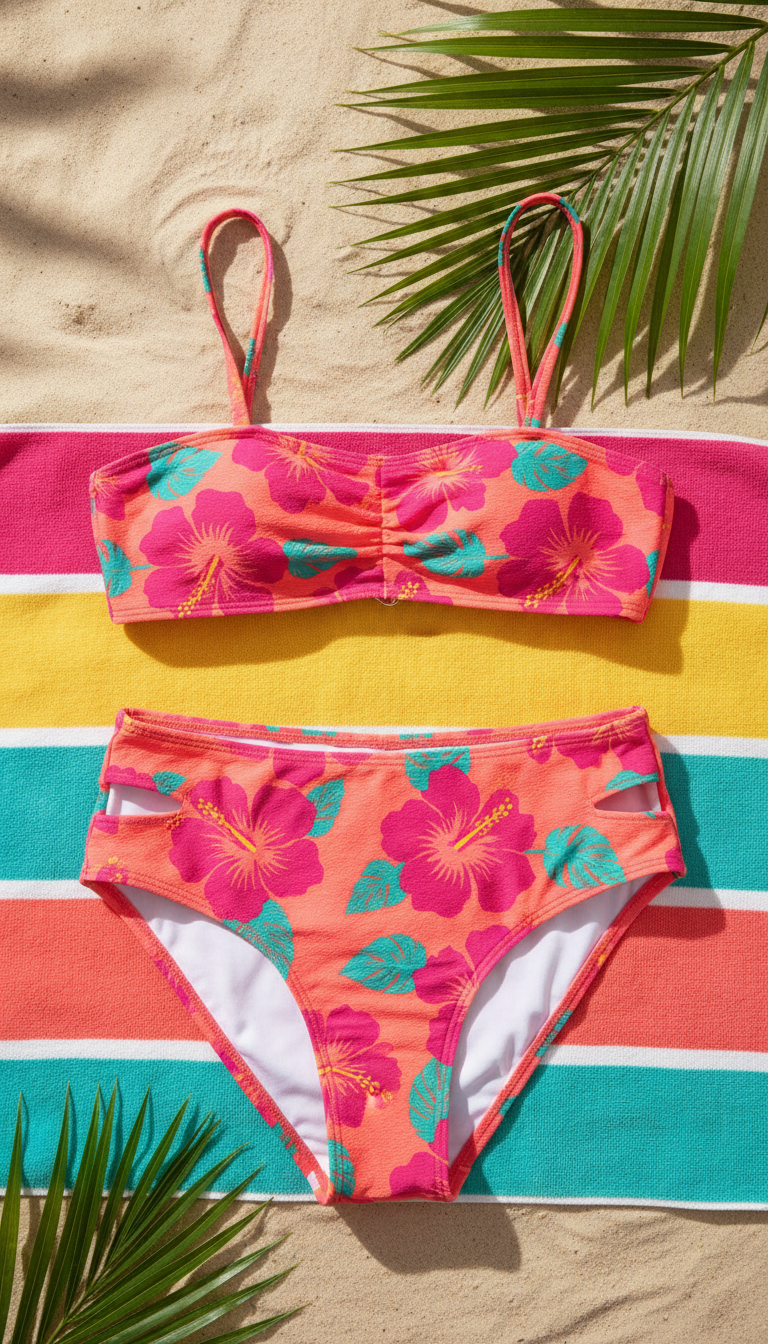 Pink Hibiscus bikini set
